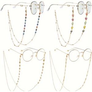 Elegant Gold and Multicolor Beaded Eyewear Chains